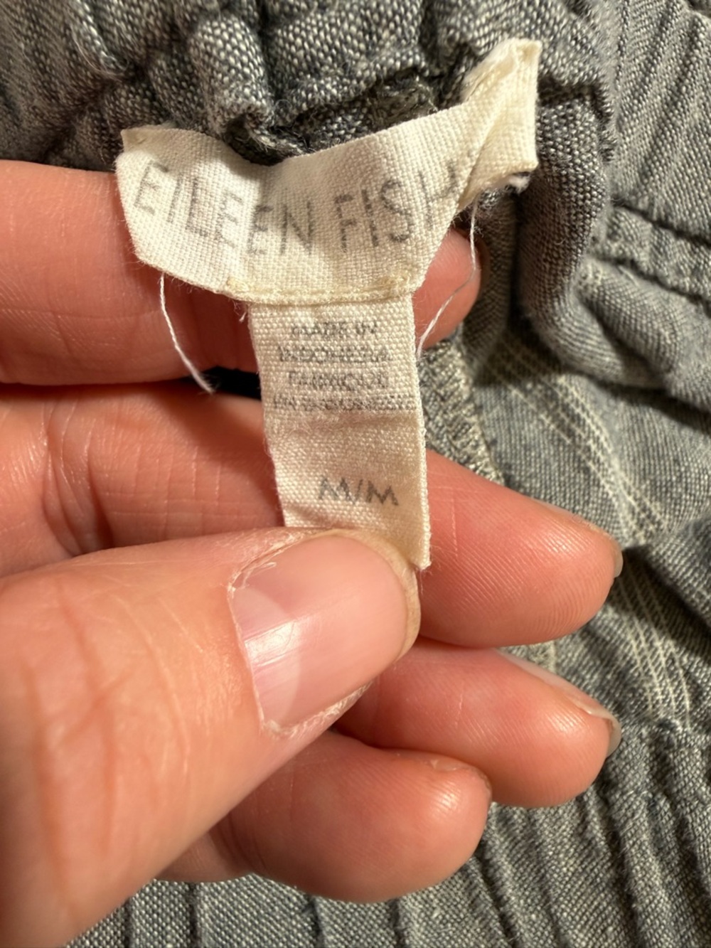 Eileen Fisher Linen Stripe Wide Leg Pant Gray Coastal Grandma Minimalist Relaxed - Picture 7 of 8
